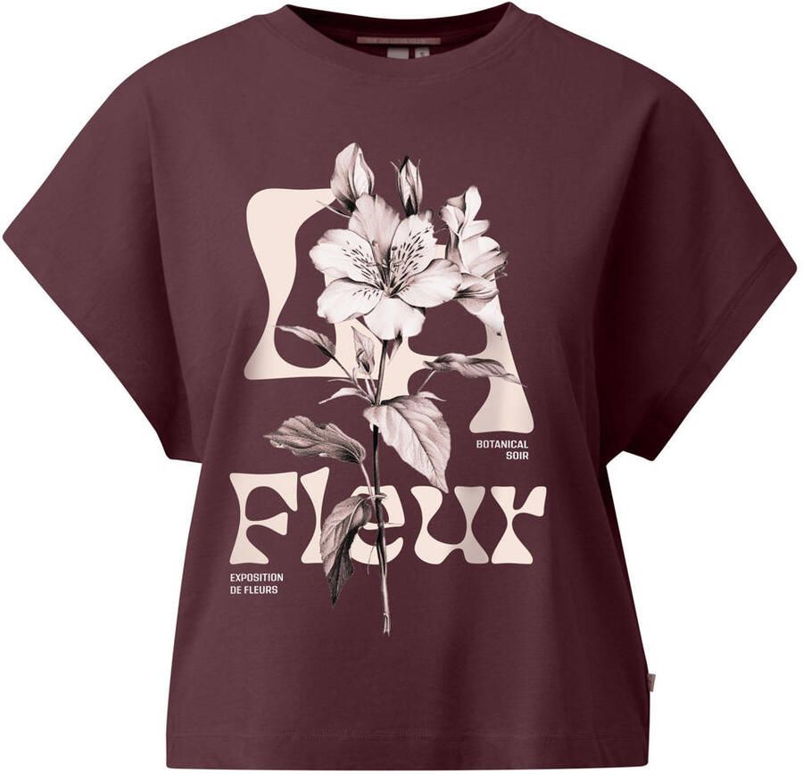 QS T-shirt met print en tekst donkerrood - Foto 2