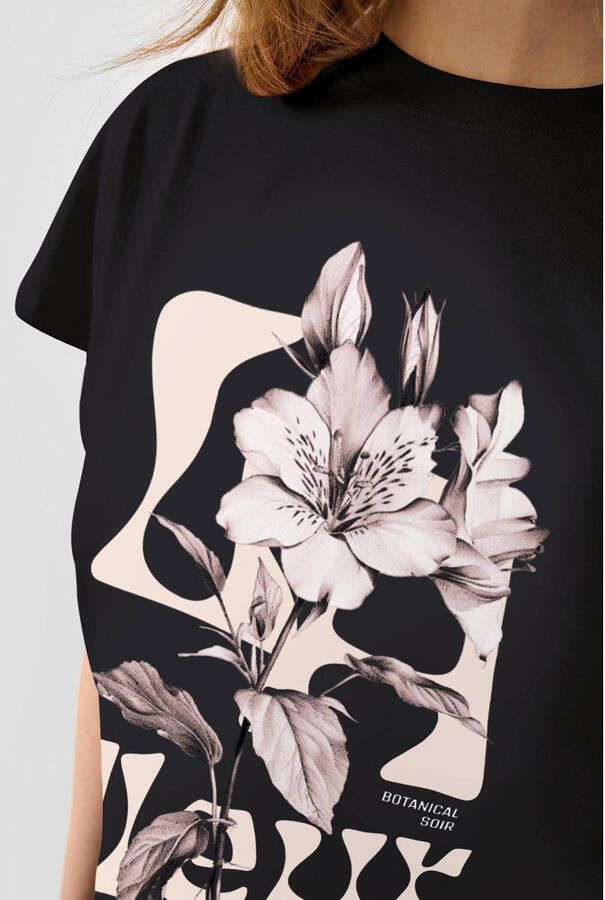 QS T-shirt met tekst zwart - Foto 3