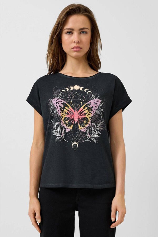 QS T-shirt zwart