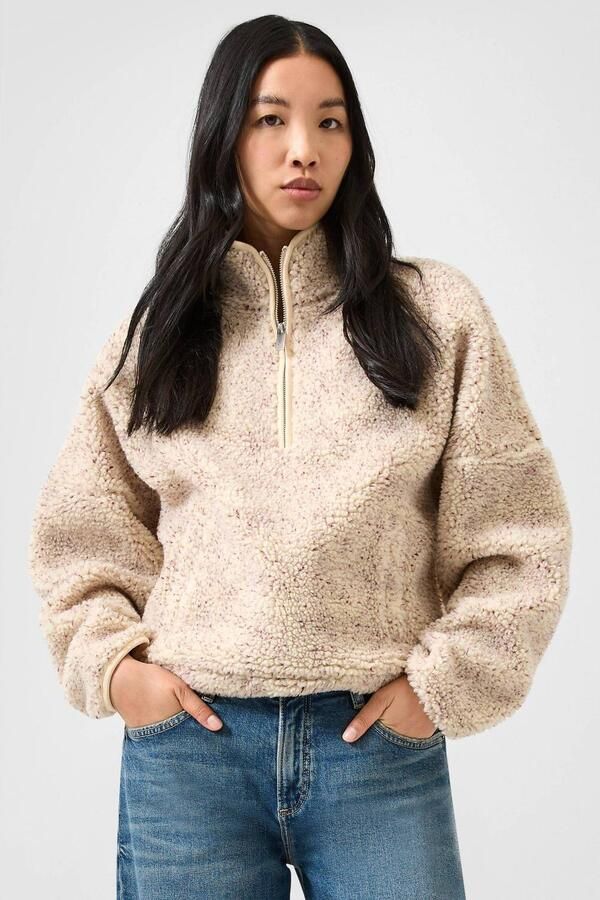 QS teddy fleecevest ecru paars