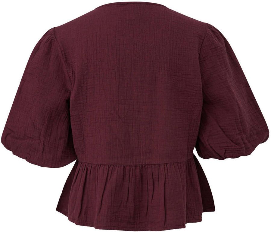 QS top met peplum en ruches donkerpaars - Foto 2