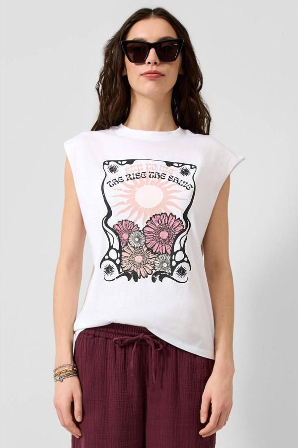 QS top met print wit