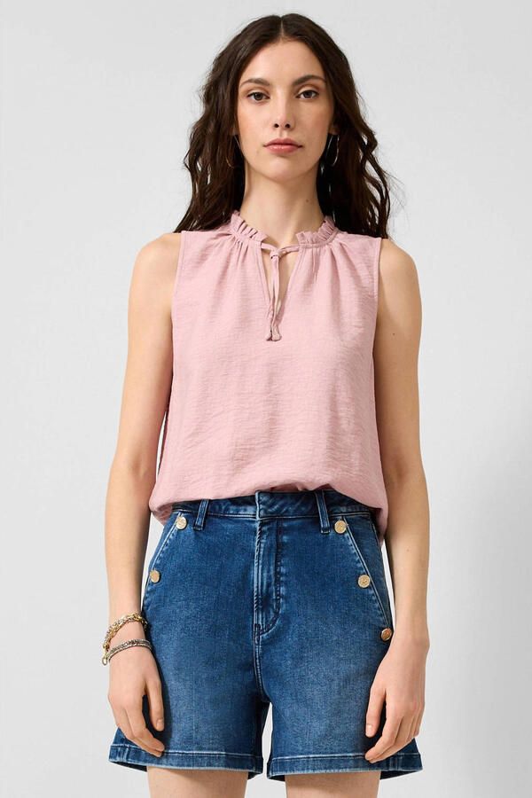 QS top met ruches roze