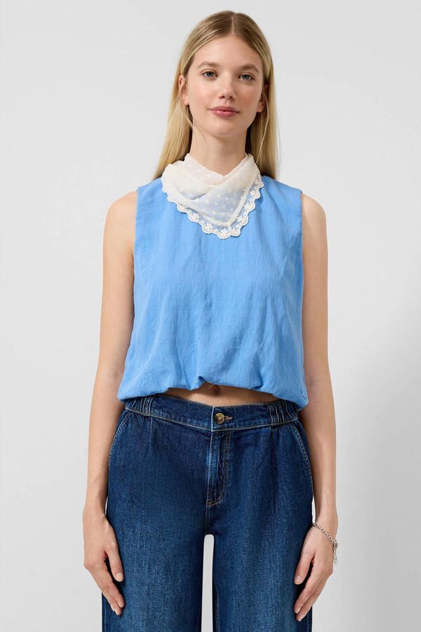 QS top met textuur lichtblauw