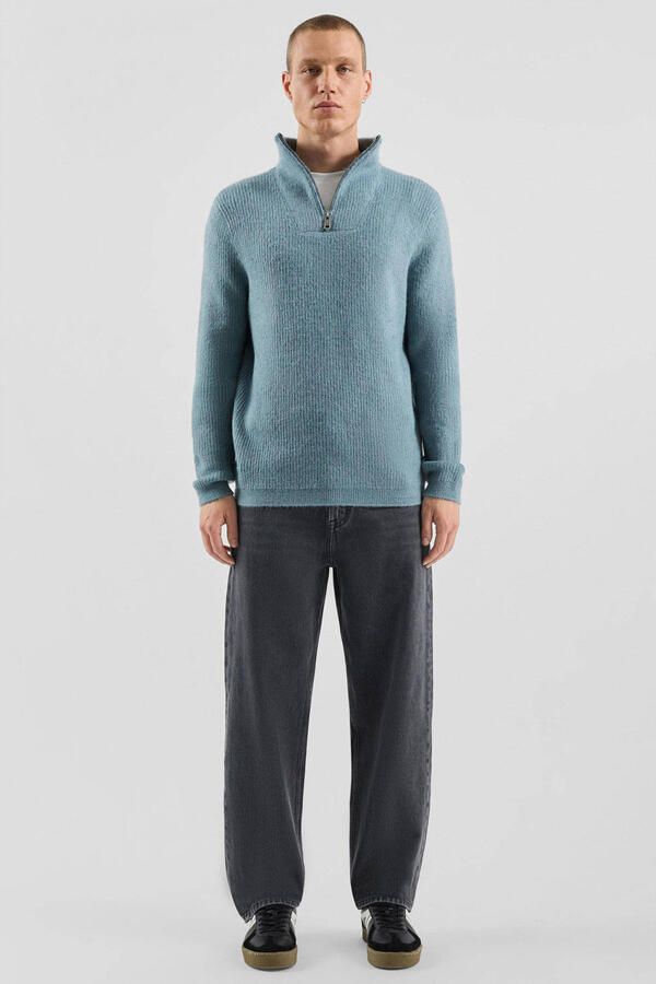 QS trui met wol rib gebreid blauw - Foto 3