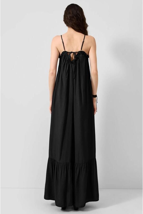 QS viscose maxi jurk met ruches zwart - Foto 2