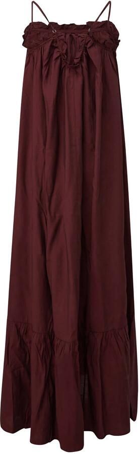 QS viscose maxi zomerjurk met ruches aubergine - Foto 3