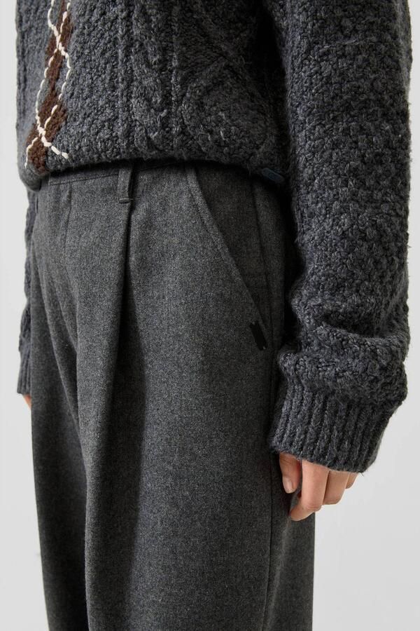 QS wide leg casual broek met wol antraciet - Foto 2
