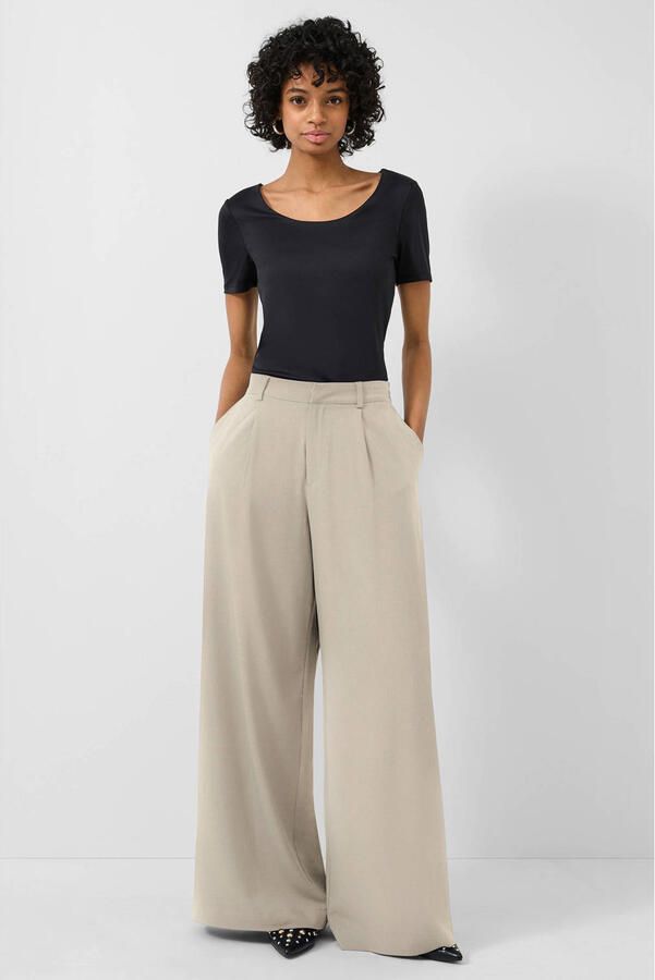 QS wide leg high waist palazzo broek beige