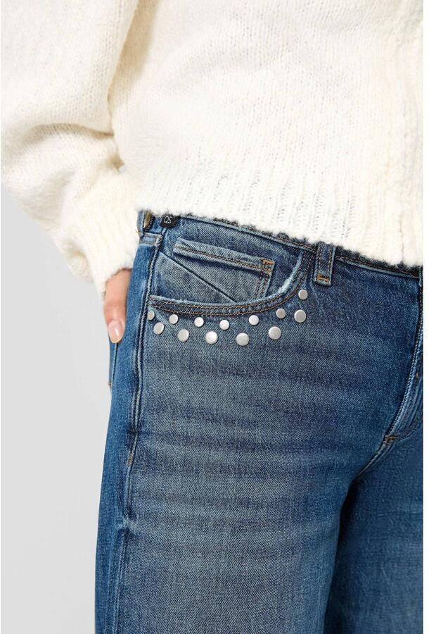 QS wide leg jeans met studs medium blue - Foto 2