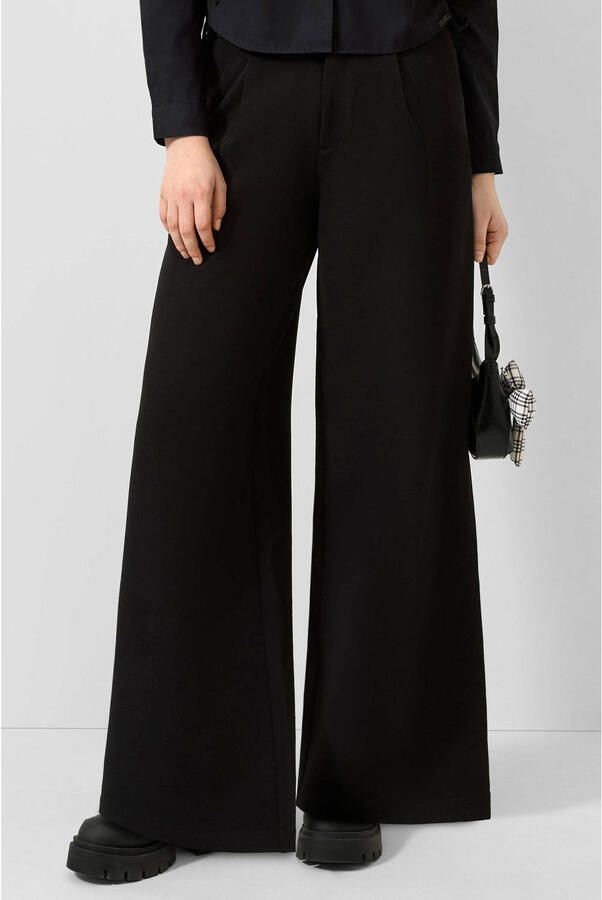QS wide leg pantalon met plooien zwart