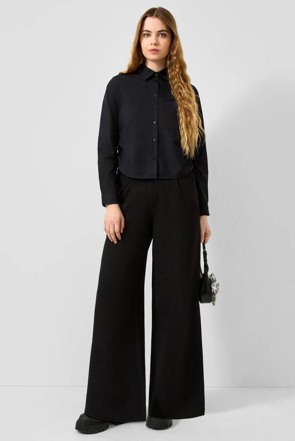 QS wide leg pantalon met plooien zwart - Foto 2