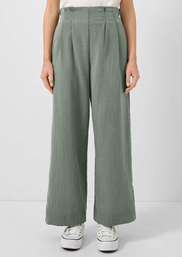 QS wide leg regular waist broek kaki