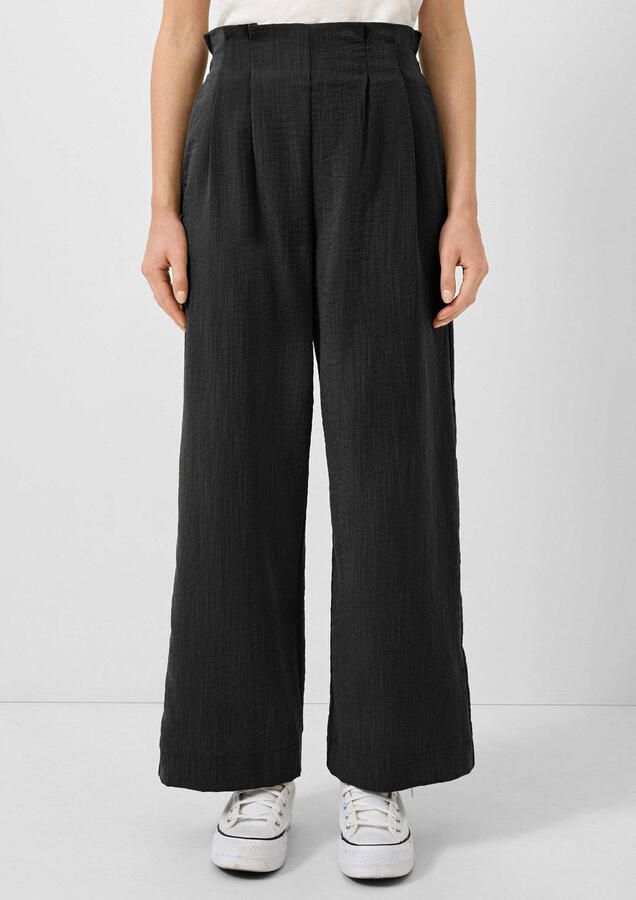 QS wide leg regular waist broek zwart