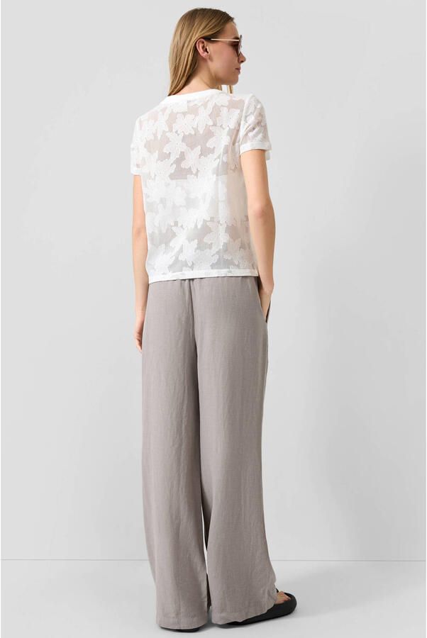 QS wide leg regular waist casual broek met linnen grijs - Foto 3