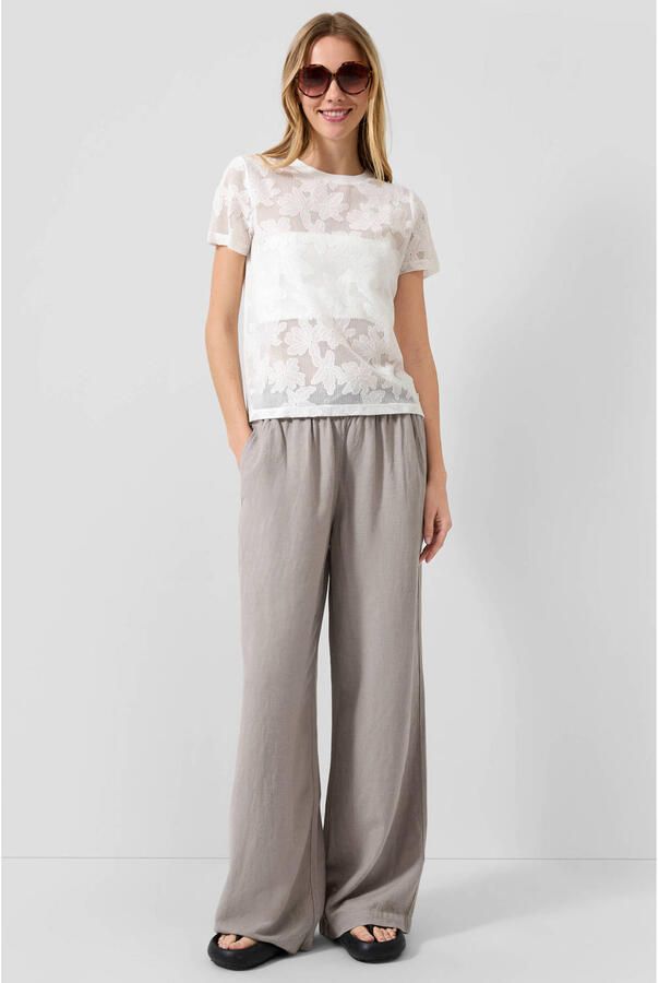 QS wide leg regular waist casual broek met linnen grijs - Foto 2