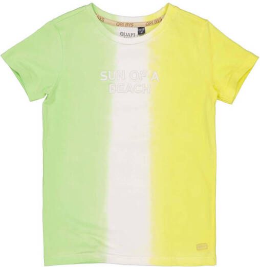 Quapi dip-dye T-shirt wit geel groen