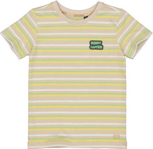 Quapi gestreept T-shirt beige groen geel