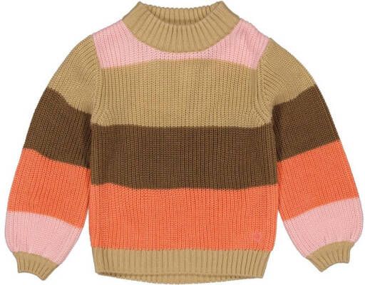 Quapi gestreepte sweater AMELIE oranje Meisjes Acryl Ronde hals Streep 110 116