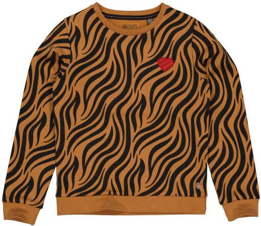 Quapi Mini sweater Robel met dierenprint bruin zwart
