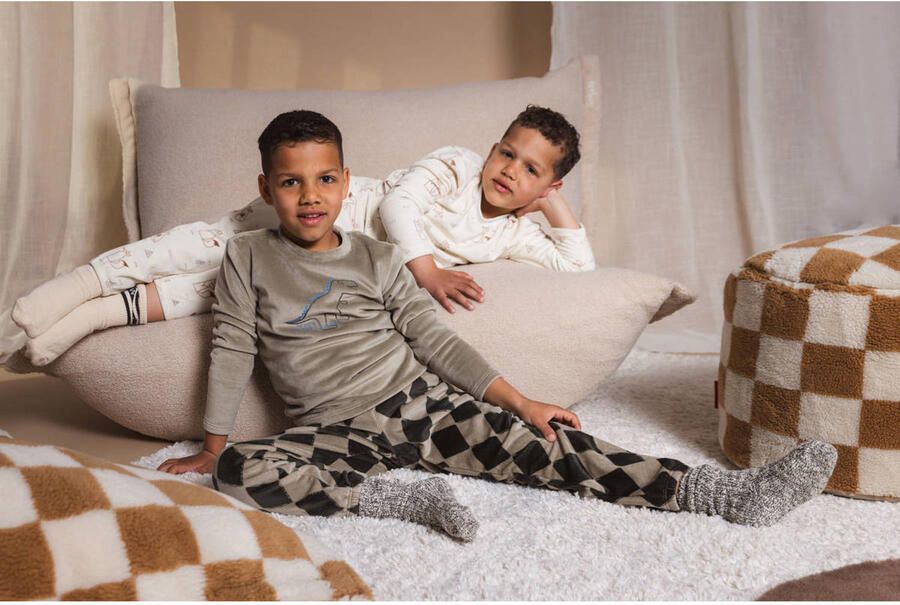Quapi fleece pyjama met geruite print groen - Foto 2