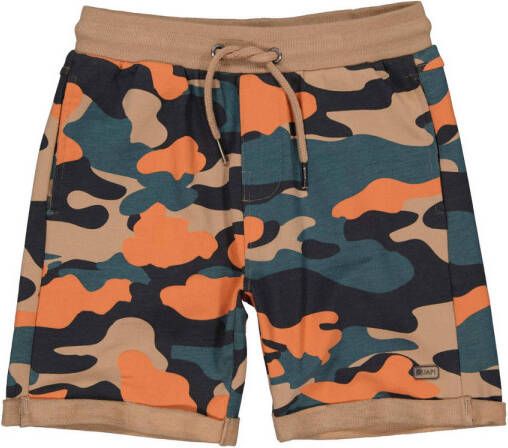 Quapi regular fit sweatshort met camouflageprint zand oranje blauw