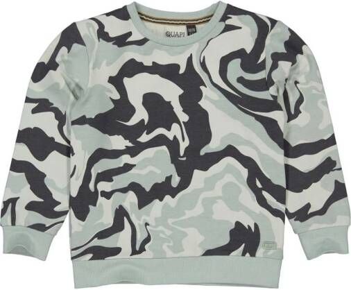 Quapi sweater ALEJO met grafische print grijs antraciet Jongens Katoen Ronde hals 110 116