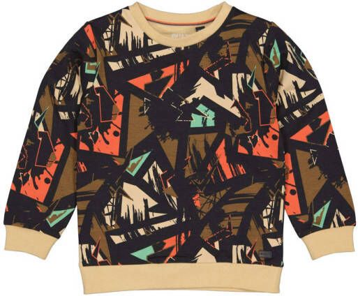 Quapi sweater ALEKS met grafische print grijs Jongens Katoen Ronde hals 110 116