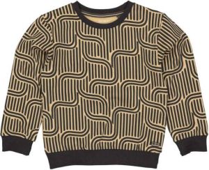 Quapi sweater ALESO met all over print beige antraciet