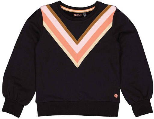 Quapi sweater ALIZA zwart Meisjes Katoen Ronde hals 110 116