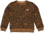 Quapi sweater AMARA met all over print bruin zwart Meisjes Katoen Ronde hals 110 116 - Thumbnail 1
