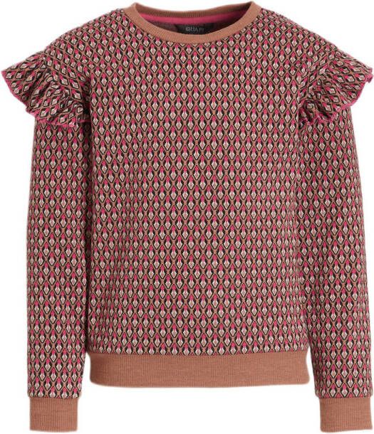 Quapi sweater bruin multi;; Retroprint 134 140 | Sweater van