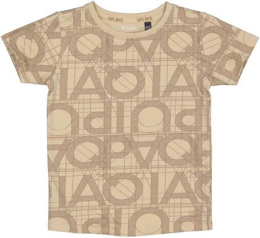 Quapi T-shirt met all over print bruin ecru