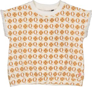 Quapi T-shirt met all over print wit oranje