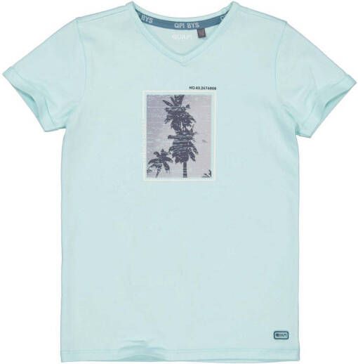 Quapi T-shirt QTATE met printopdruk lichtblauw