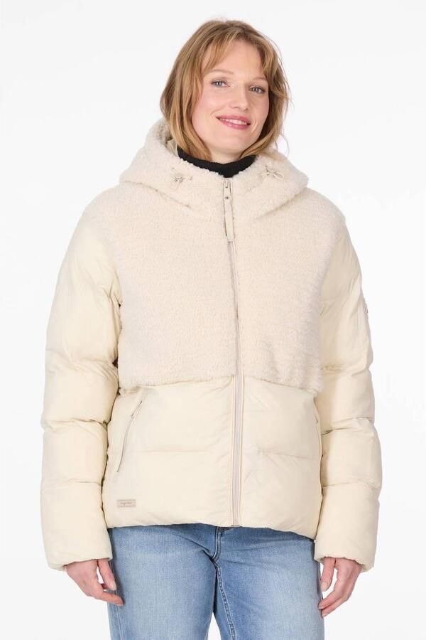 Ragwear winterjas met teddy details beige