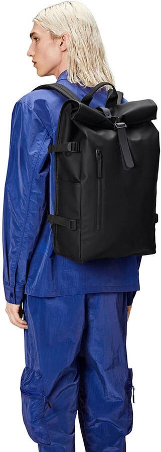 Rains Zwarte Rolltop Rugzak Groot Waterdichte Rugzak Black Unisex - Foto 3