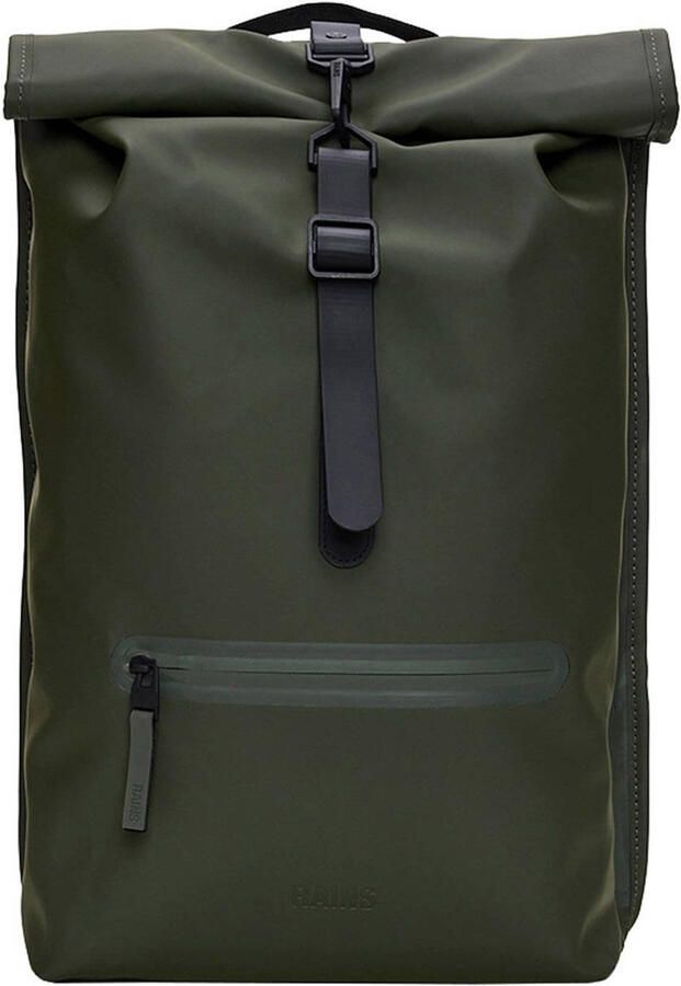 Rains Groene Waterdichte Rugzak met Handvat en Verstelbare Schouderbanden Green - Foto 3