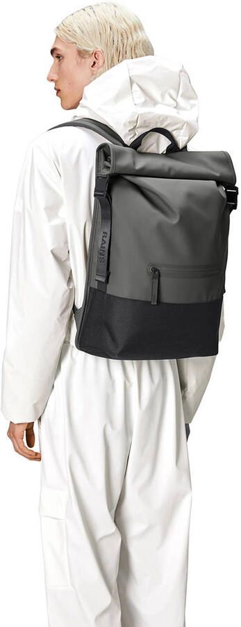 Rains rugzak Trail Rolltop W3 grijs zwart - Foto 2