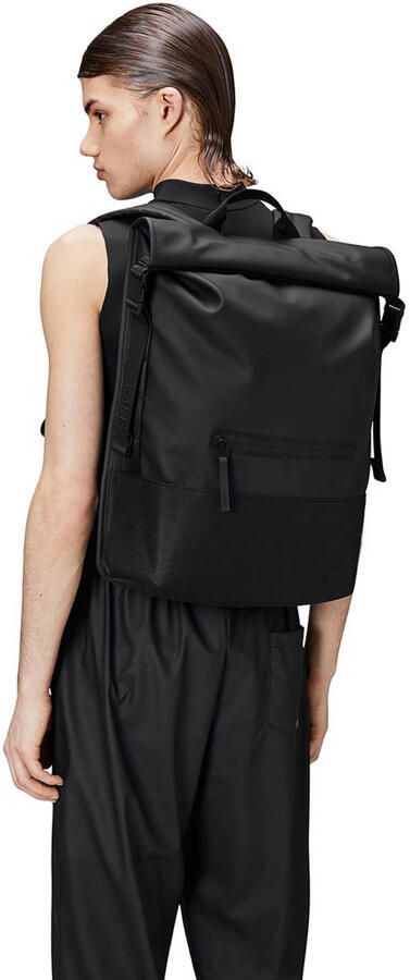 Rains Zwarte Trail Rolltop Rugzak Black Unisex