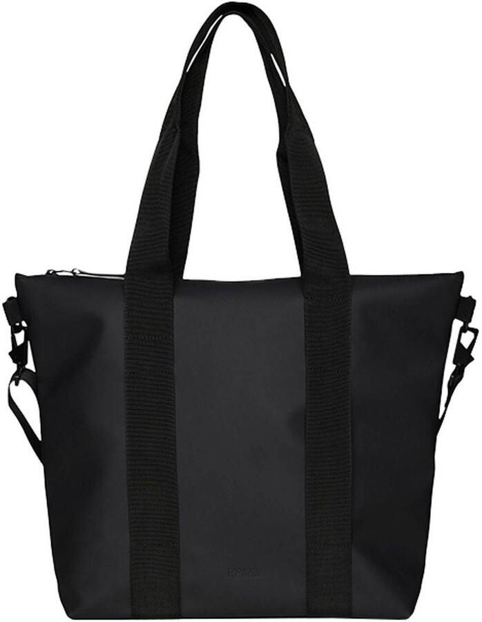 Rains Zwarte Waterdichte Tote Tas met Patina Afwerking Black Unisex