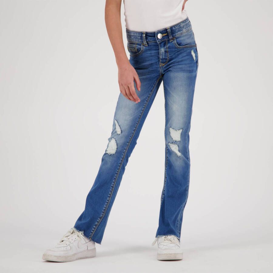 Raizzed high waist flared jeans Melbourne crafted met slijtage dark blue tinted Blauw Meisjes Stretchdenim 104