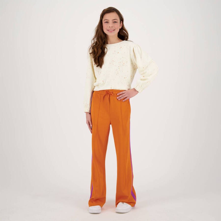 Raizzed high waist loose fit broek Sula met zijstreep oranje paars