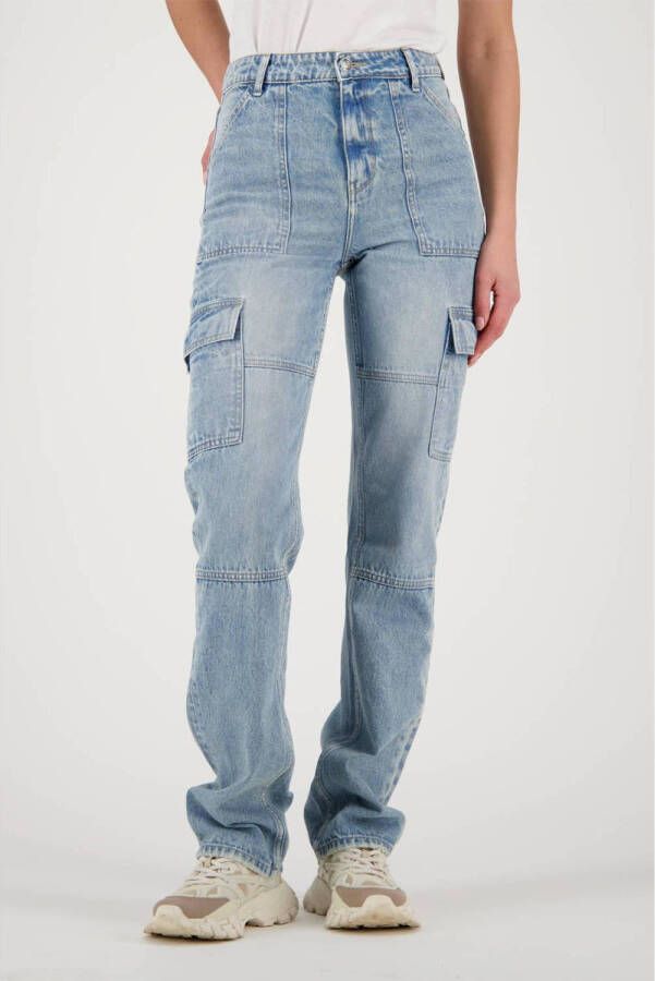 Raizzed high waist straight fit cargo jeans Sunset Worker light blue denim