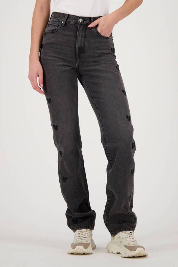 Raizzed high waist straight fit jeans Sunset Heartbreaker met sterren grijs