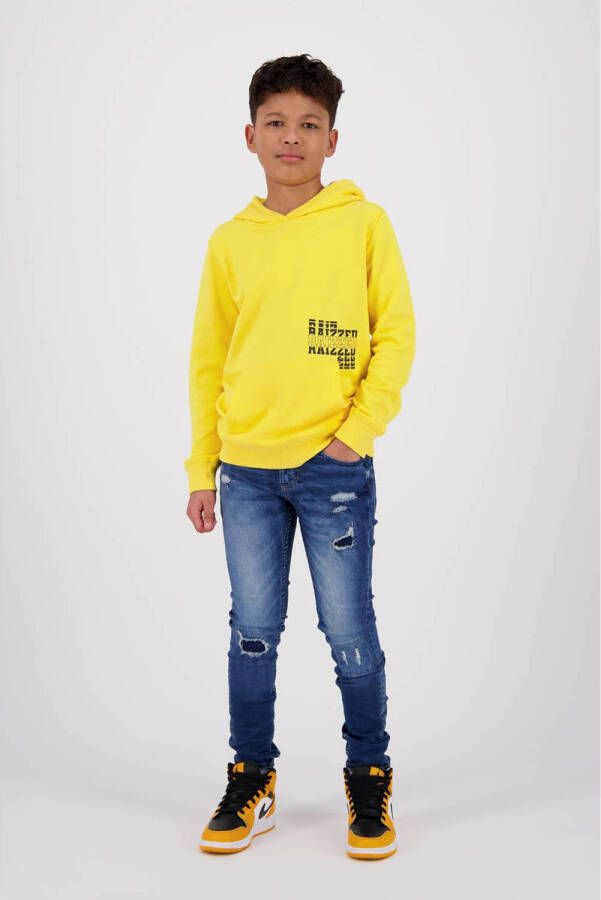 Raizzed hoodie Kenan met tekst geel