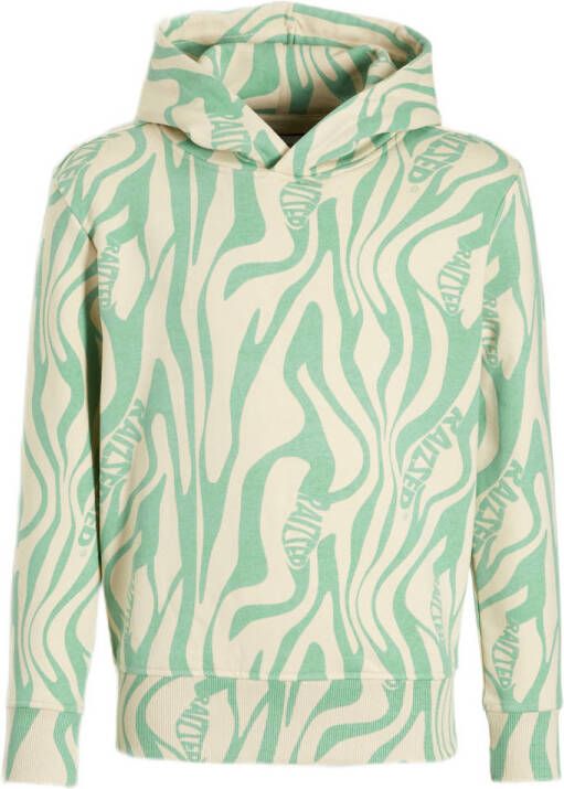 Raizzed hoodie met all over print groen ecru