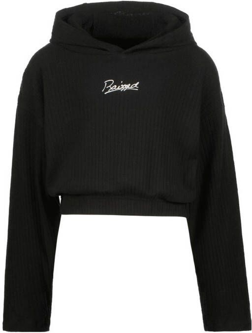 Raizzed hoodie Sarah met tekst en textuur zwart