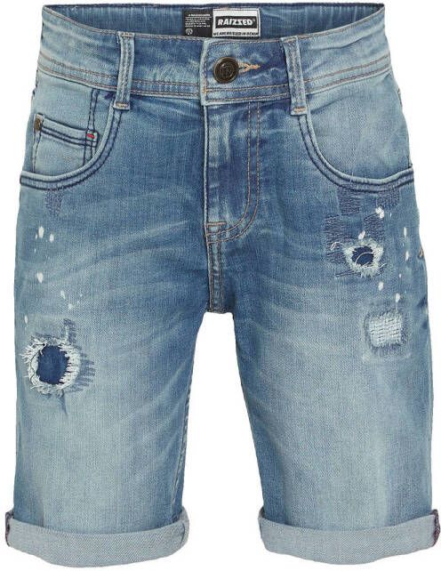 Raizzed jeans bermuda Oregon mid blue stone Denim short Blauw Jongens Stretchdenim 104