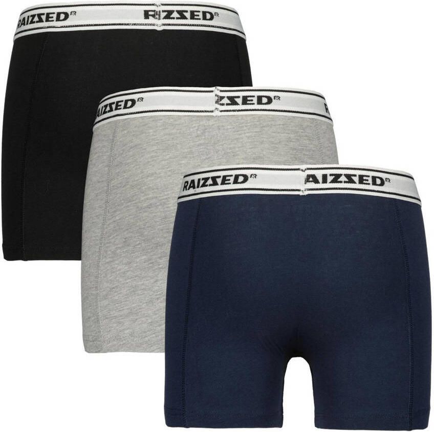 Raizzed boxershort Nora set van 3 zwart grijs melange d.blauw Jongens Stretchkatoen 110 116